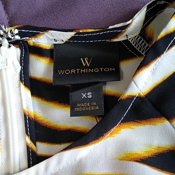 Worthington Animal Print Stripe Peplum Top XS - Picture 5 of 11